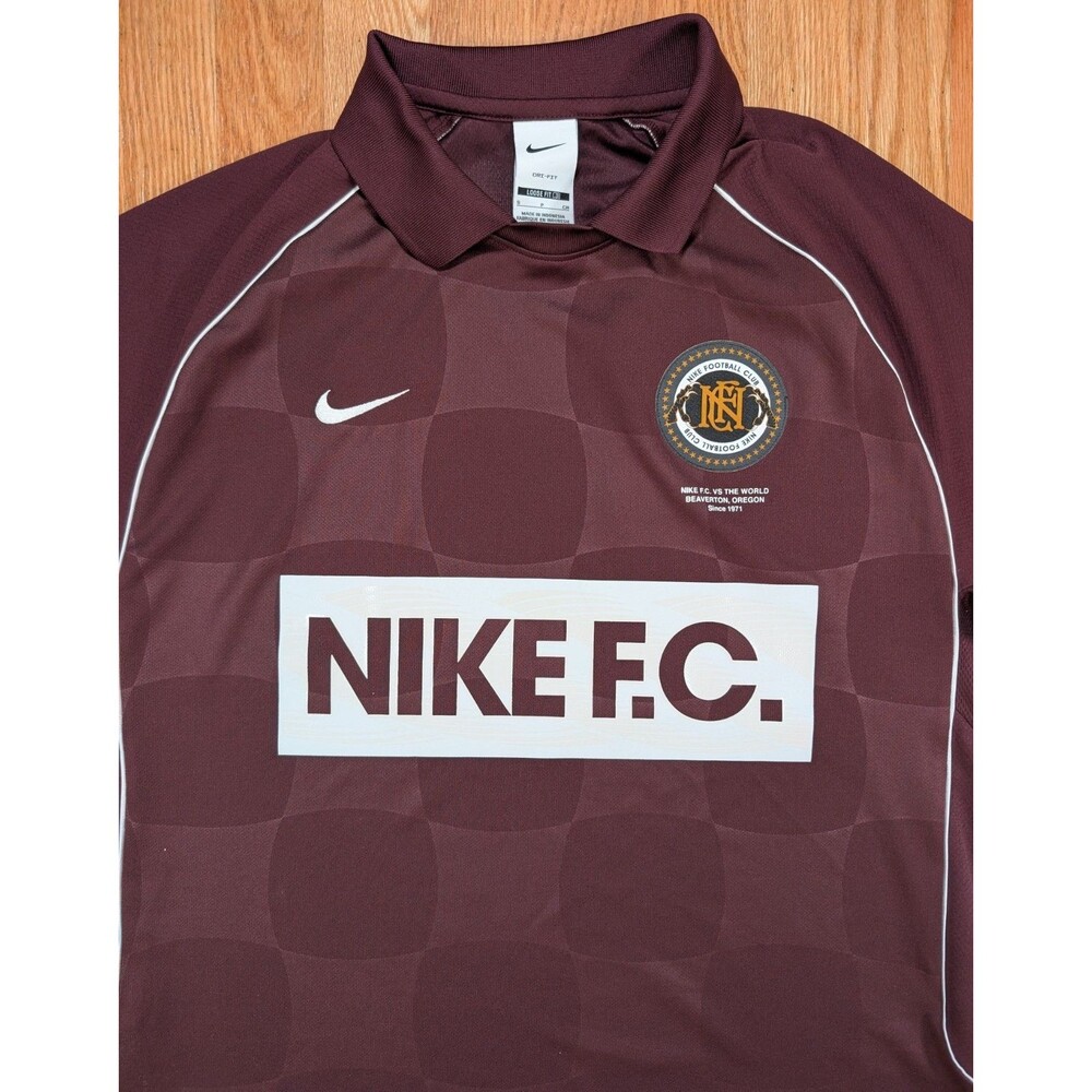 Nike FC Dri-FIT Soccer Jersey Polo Shirt Mens Small Maroon Loose Fit